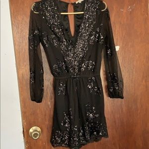 Black Sequin Mesh jumpsuit
